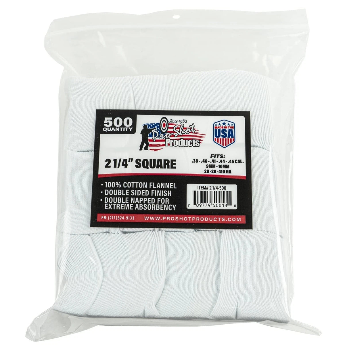 500 Count Gun Cleaning Patches - 2 1/4 Inch