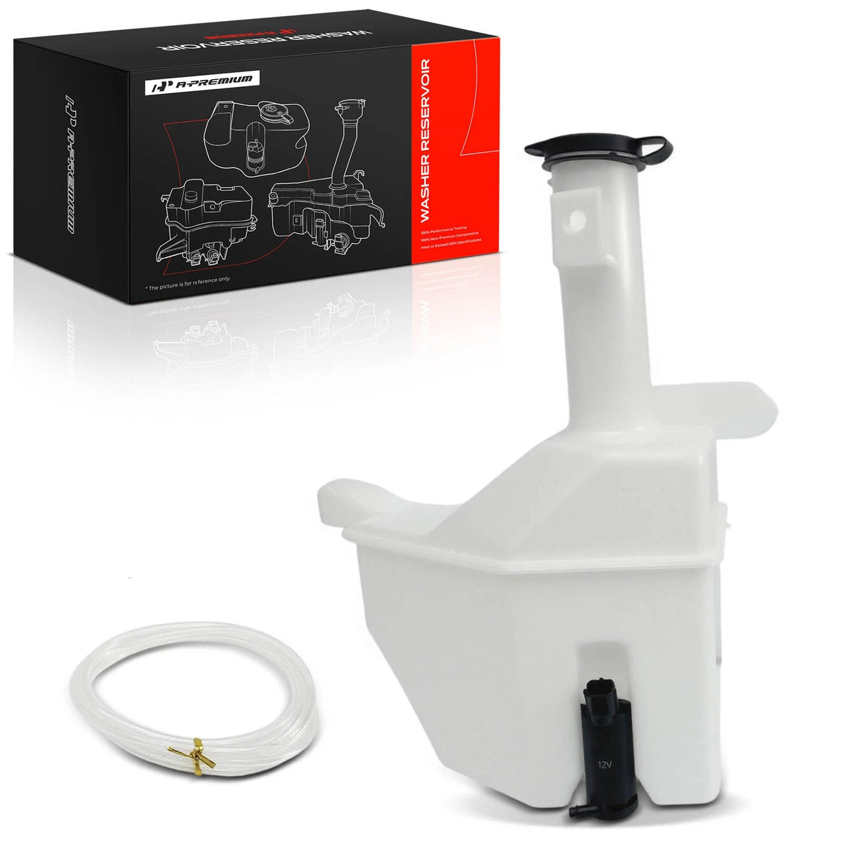 Windshield Washer Reservoir w/ Cap & Pump for Ford F-250 Super Duty (2005–2022) - 7C3Z17618AAPFM, FO1288182