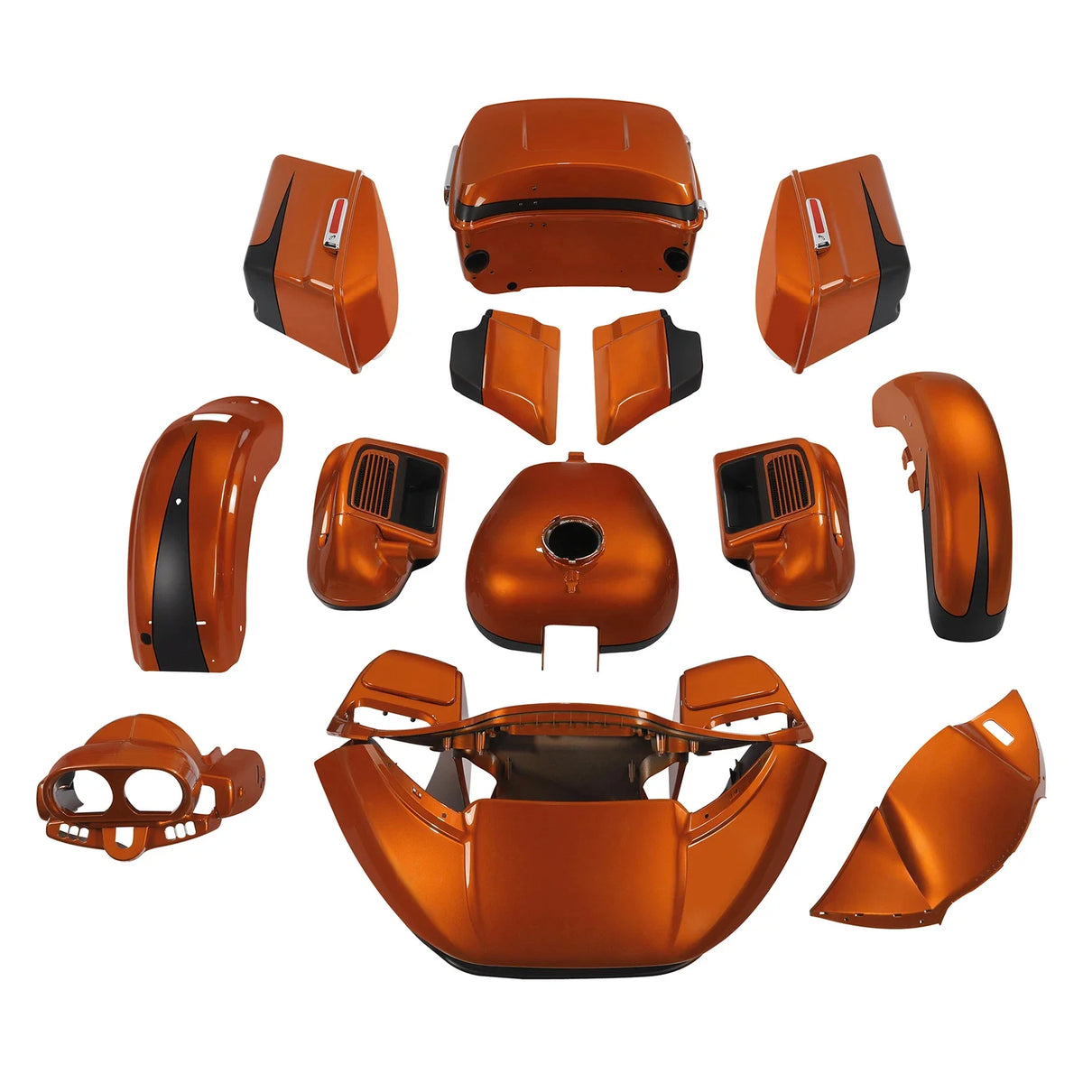 Fairings Body Kit for Harley Road Glide (2015–2024) Scorched Orange/Black Denim