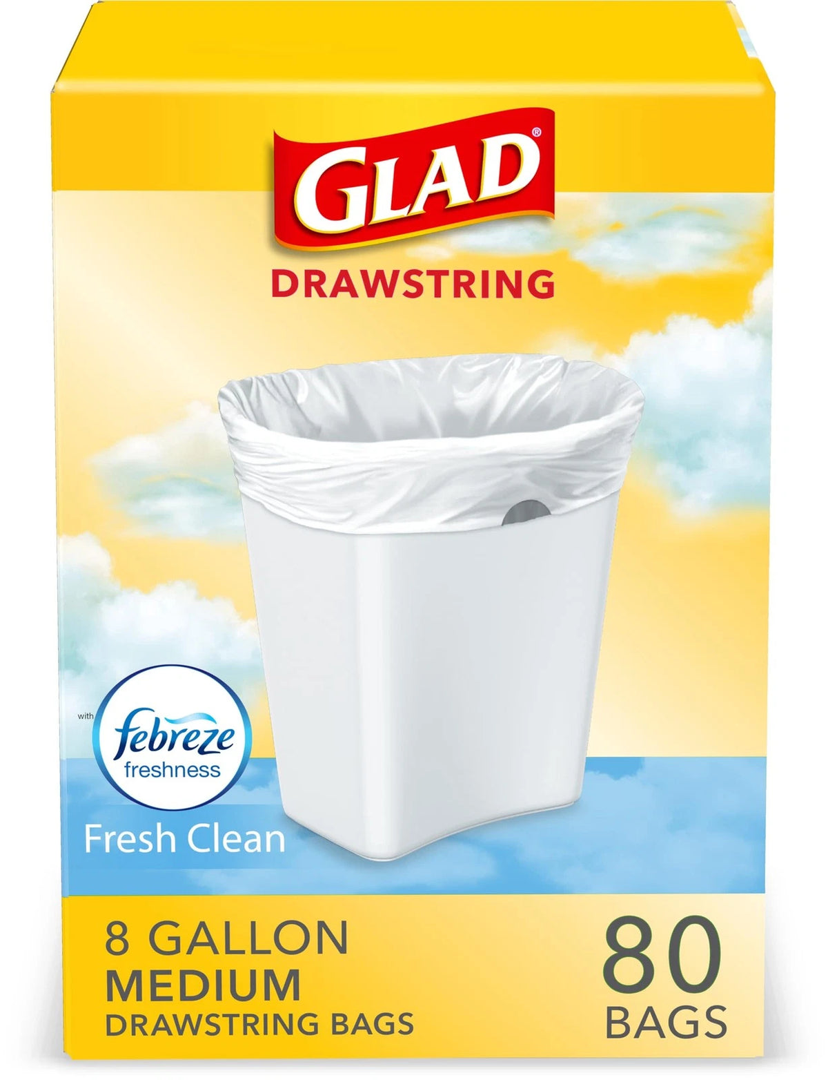 Set of 80 Glad Medium Trash Bags 8 Gallon Febreze Fresh Clean