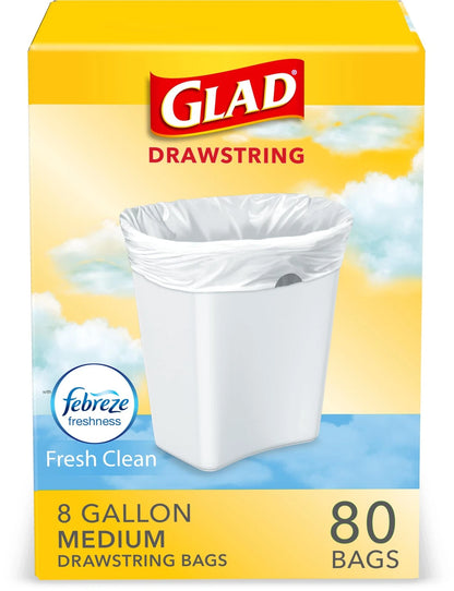 Set of 80 Glad Medium Trash Bags 8 Gallon Febreze Fresh Clean