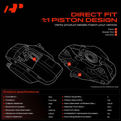 Pair Front Brake Calipers for Subaru Impreza WRX (2006–2007) 26292FE050, 26292FE051