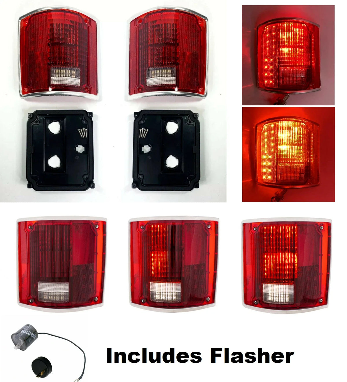 LED Tail Light Sequential Pair with Flasher for Chevy C10 1973–1987