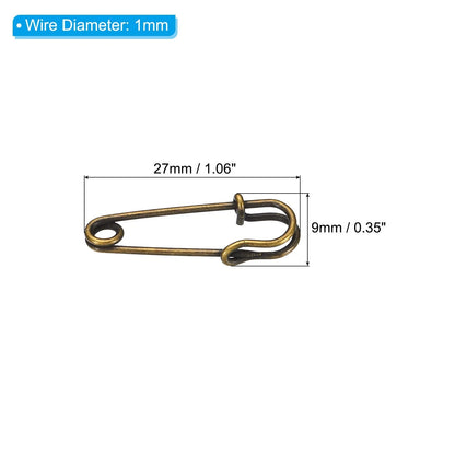 Safety Pins for Sewing (1.06 Inch, Bronze Tone)