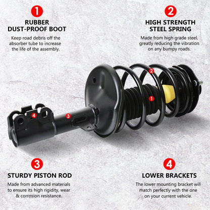 4X Shock Struts Assembly w/Coil Spring for Toyota Camry (2007–2011)