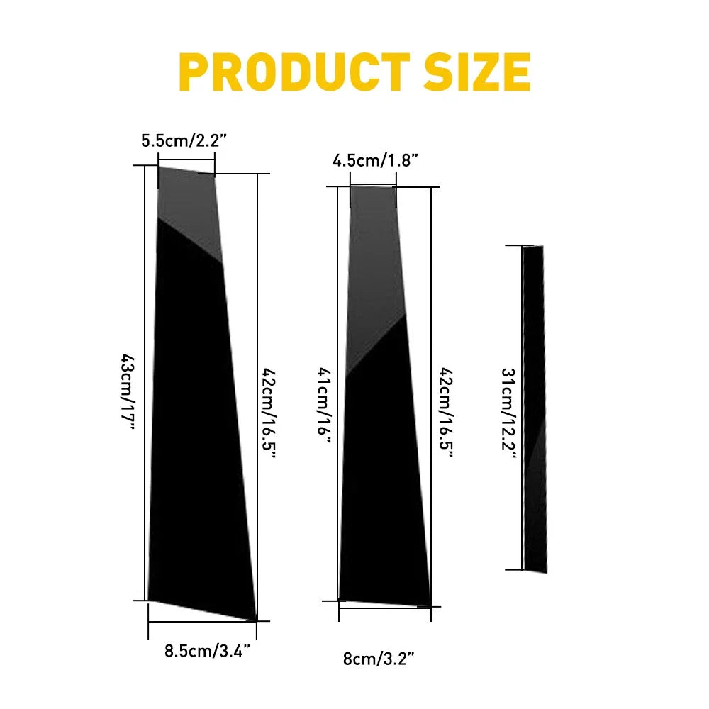 Set of 6 Door Window Pillar Posts Trim Covers for Honda Accord (2008–2012)