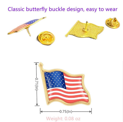 100PCS American Flag Waving Lapel Pins 2cm x 2cm x 0.5cm