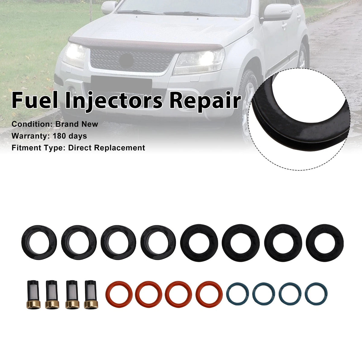 Fuel Injector Seal O-Ring for Suzuki Grand Vitara (2009–2013) 15710-78K00, 15710-09300