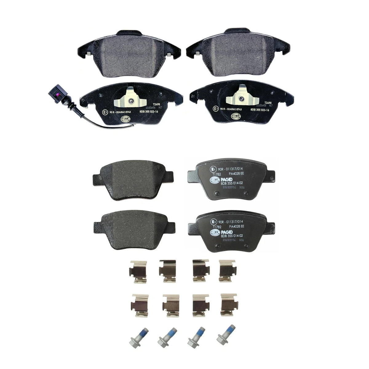 Set of 4 Hella Low-Met Disc Brake Pads for Volkswagen Eos Golf GTI Jetta
