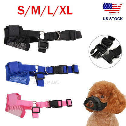 Adjustable Dog Muzzle Mouth Cover Mesh Mask for Dogs