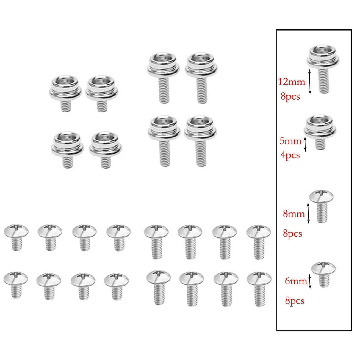 12PCS Helmet Screws for Football Baseball Softball - Stainless Steel 10mm 12mm