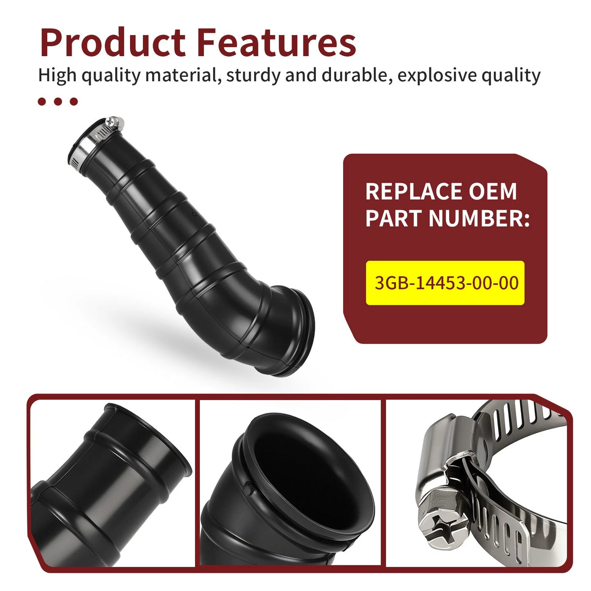 Air Box to Carb Boot Joint Duct w/ Clamp for Yamaha Badger 80 (1992–2001) 3GB-14453-00-00