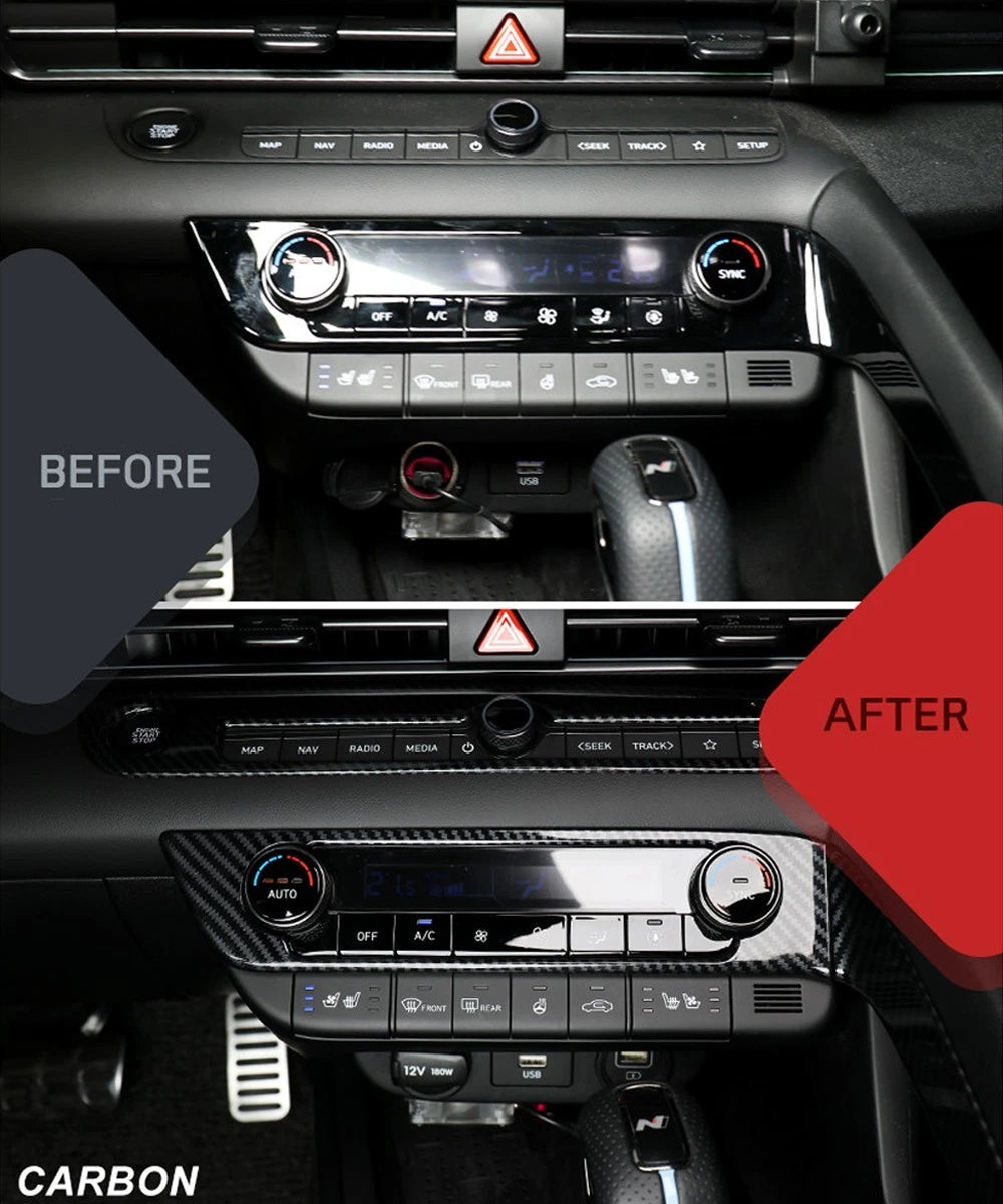 Carbon Fiber ABS Air Conditioner Button Cover Trim for Hyundai Elantra N (2021–2023)
