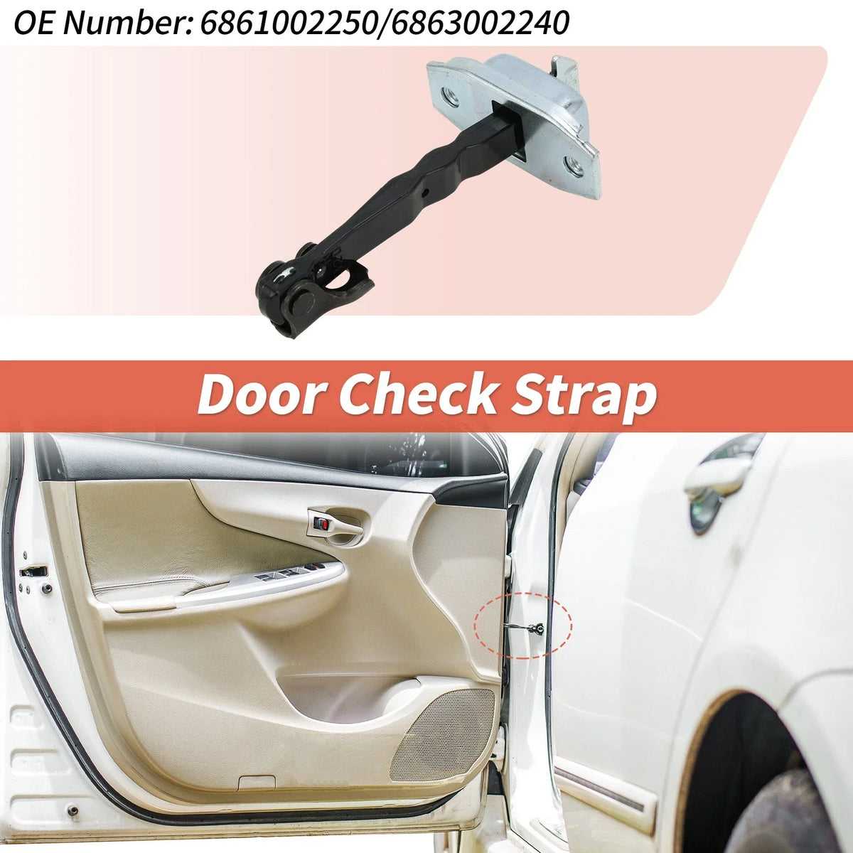 Front Door Check Strap for Toyota Corolla Sedan (2014–2019) No.6861002250