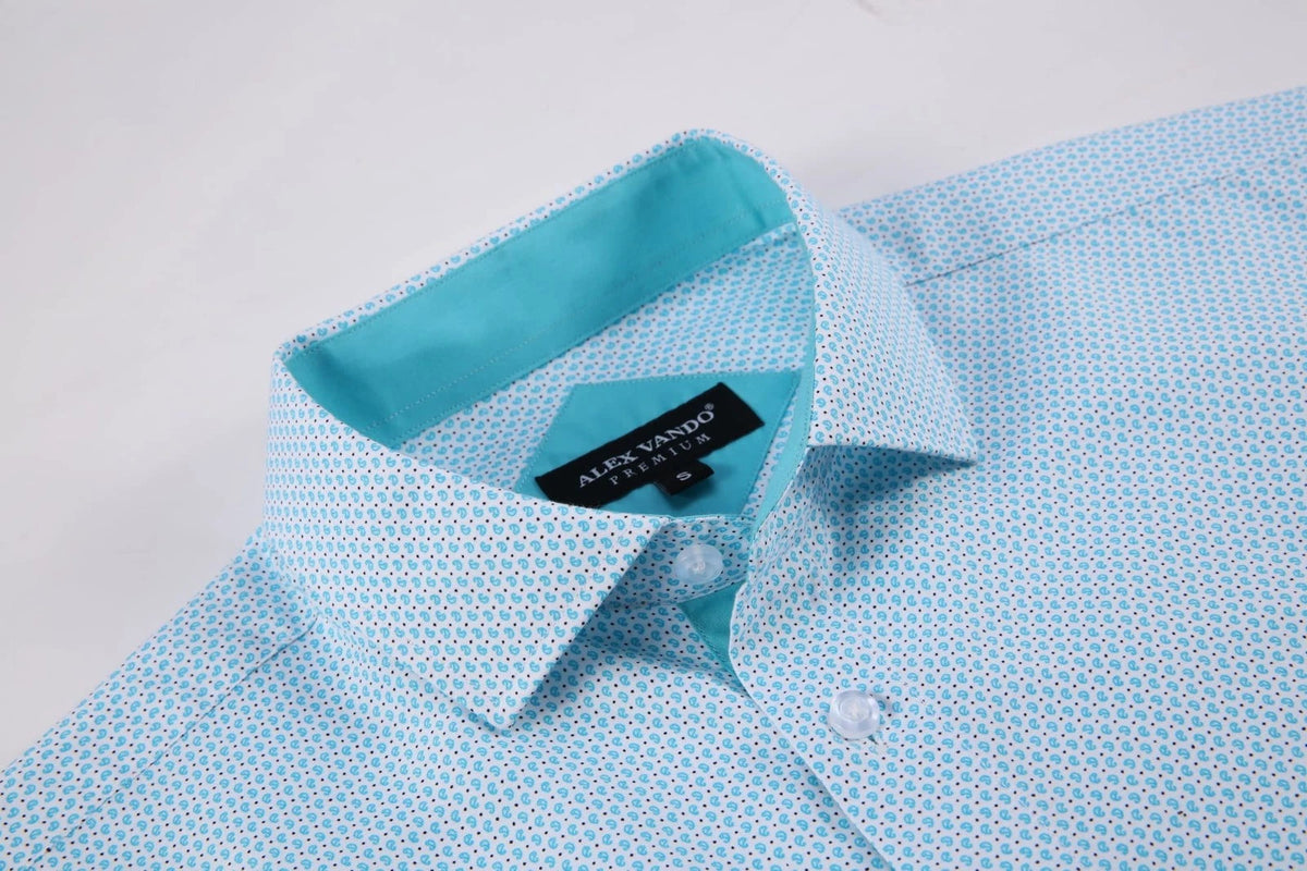 Set of 2 Alex Vando Long Sleeve Dress Shirts for Men - Turquoise