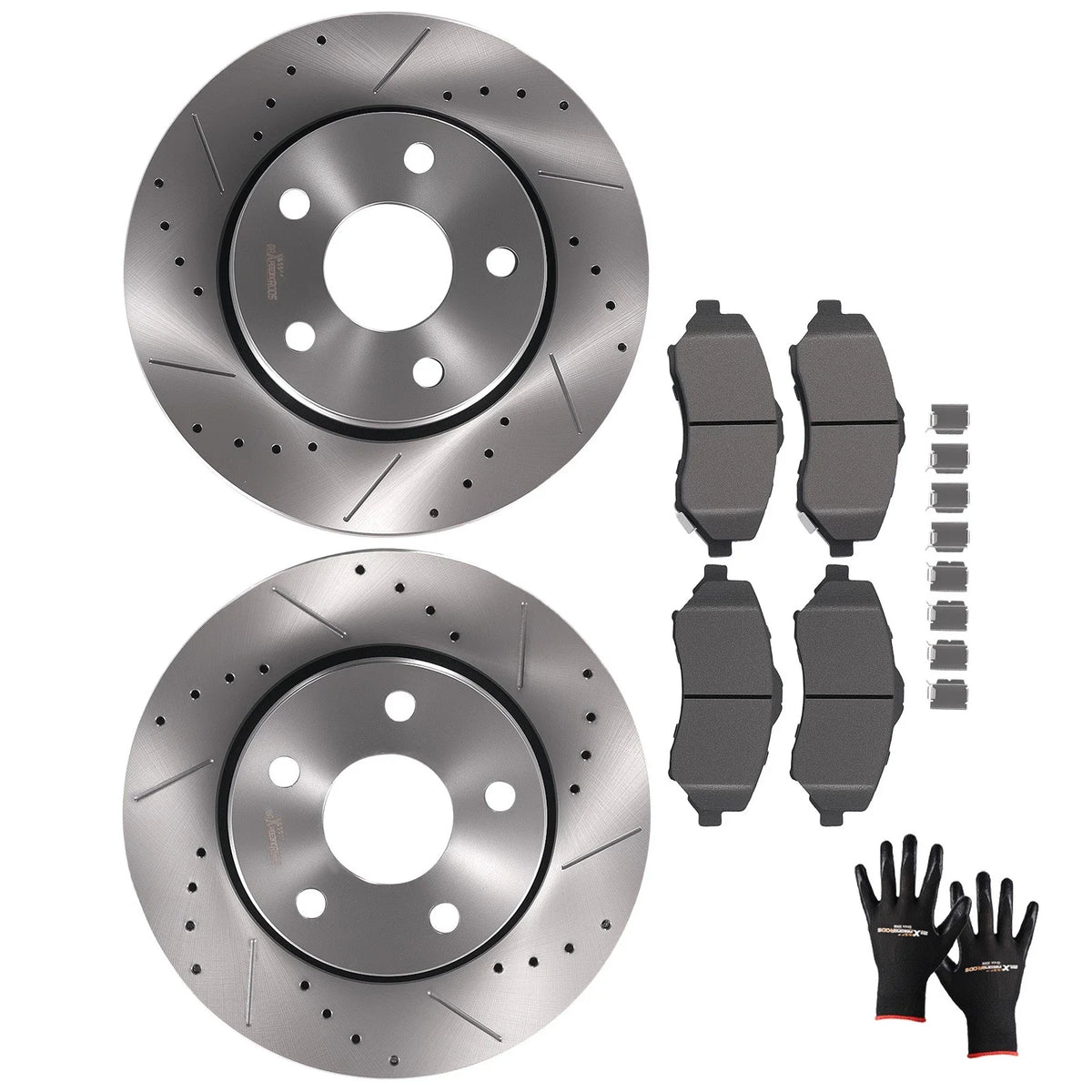 Front Brake Rotors + Brake Pads for Jeep Wrangler JK (2007–2018)