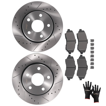 Front Brake Rotors + Brake Pads for Jeep Wrangler JK (2007–2018)