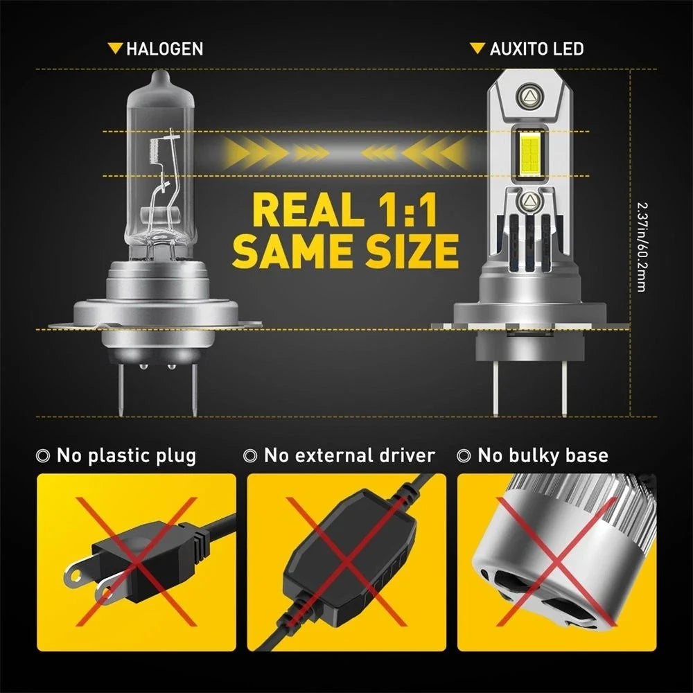 2X H7 LED Headlight Kit for Cars (High Low Beam, 40000LM, 6500K)