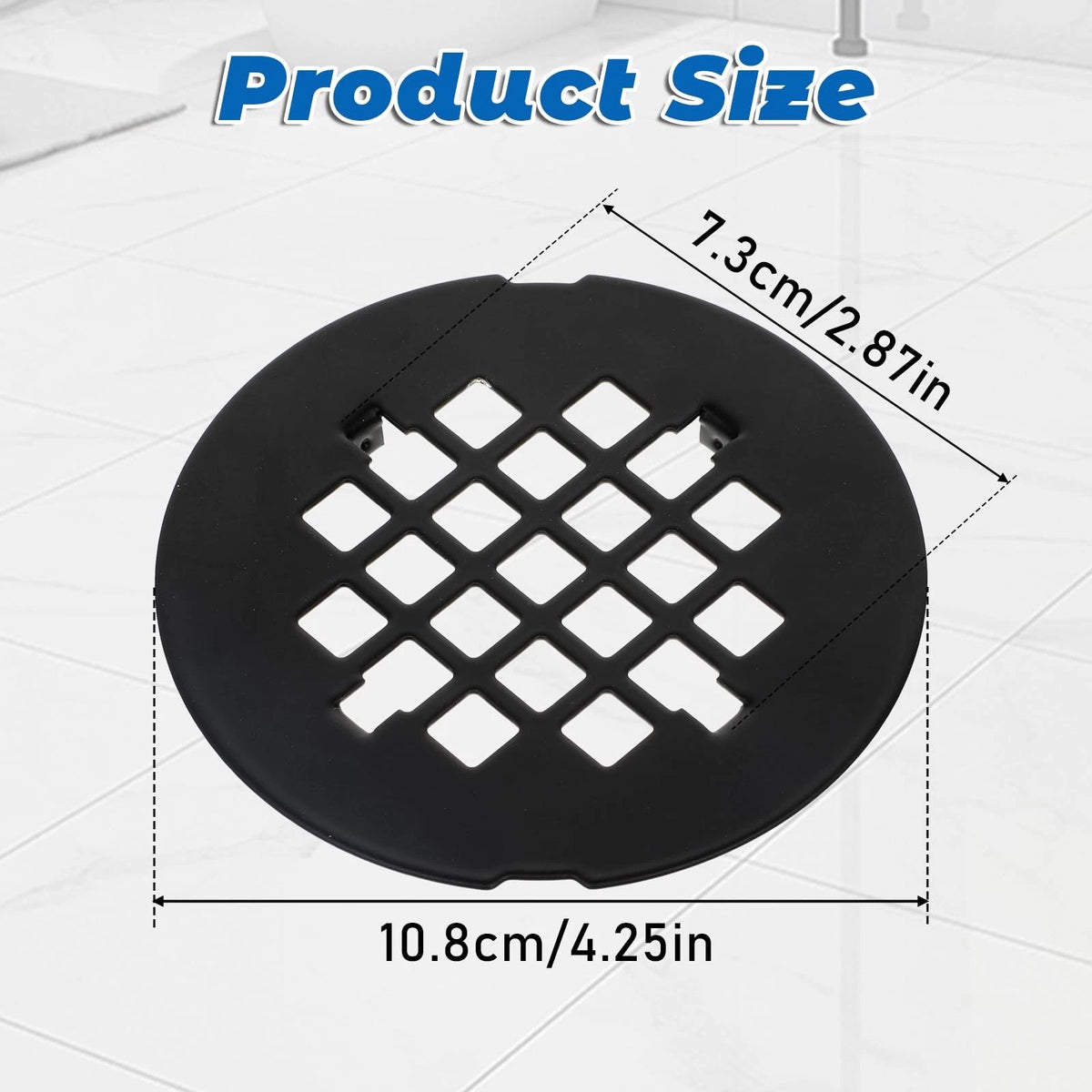 4-1/4" Shower Drain Cover Snap-in Strainer Round