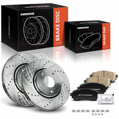 Set of 2 Drilled Brake Rotors + Ceramic Pads for Mazda 6 (2019–2021) S12145094, P-1711