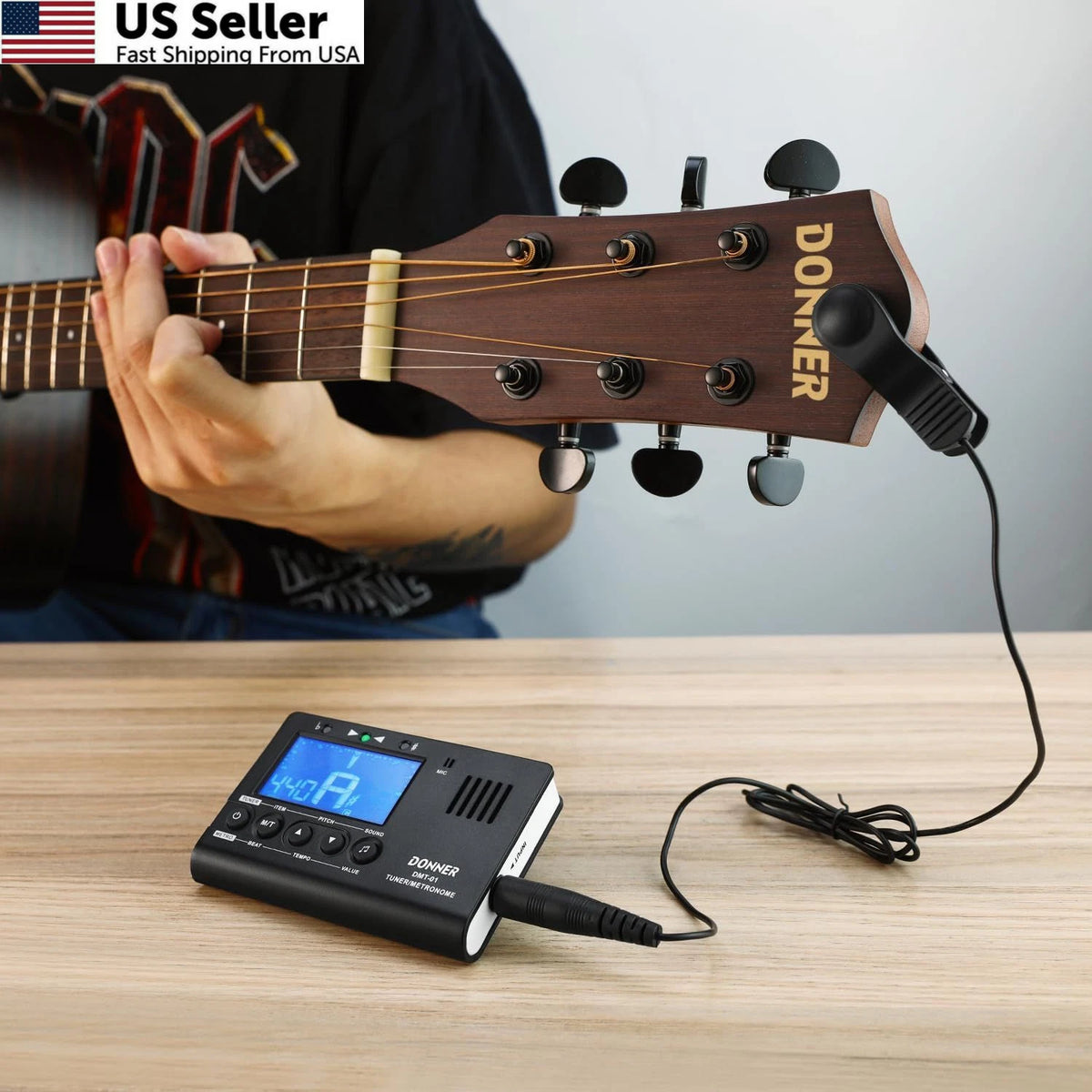 Metronome Tuner for All Instruments - Guitar, Bass, Violin, Black