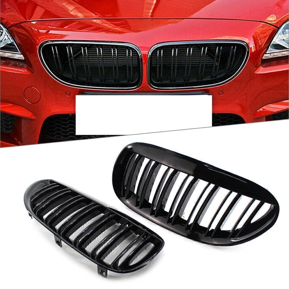 Pair Front Kidney Grille for BMW E63 E64 650i M6 (2004–2010) Gloss Black