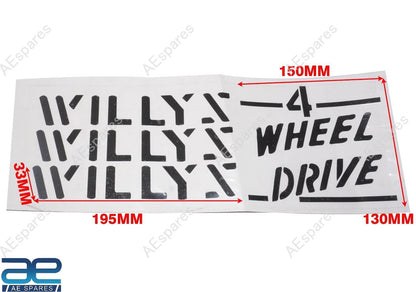 Set of 4 Hood Tailgate Windshield Stencils for Willys CJ2A CJ3A CJ3B