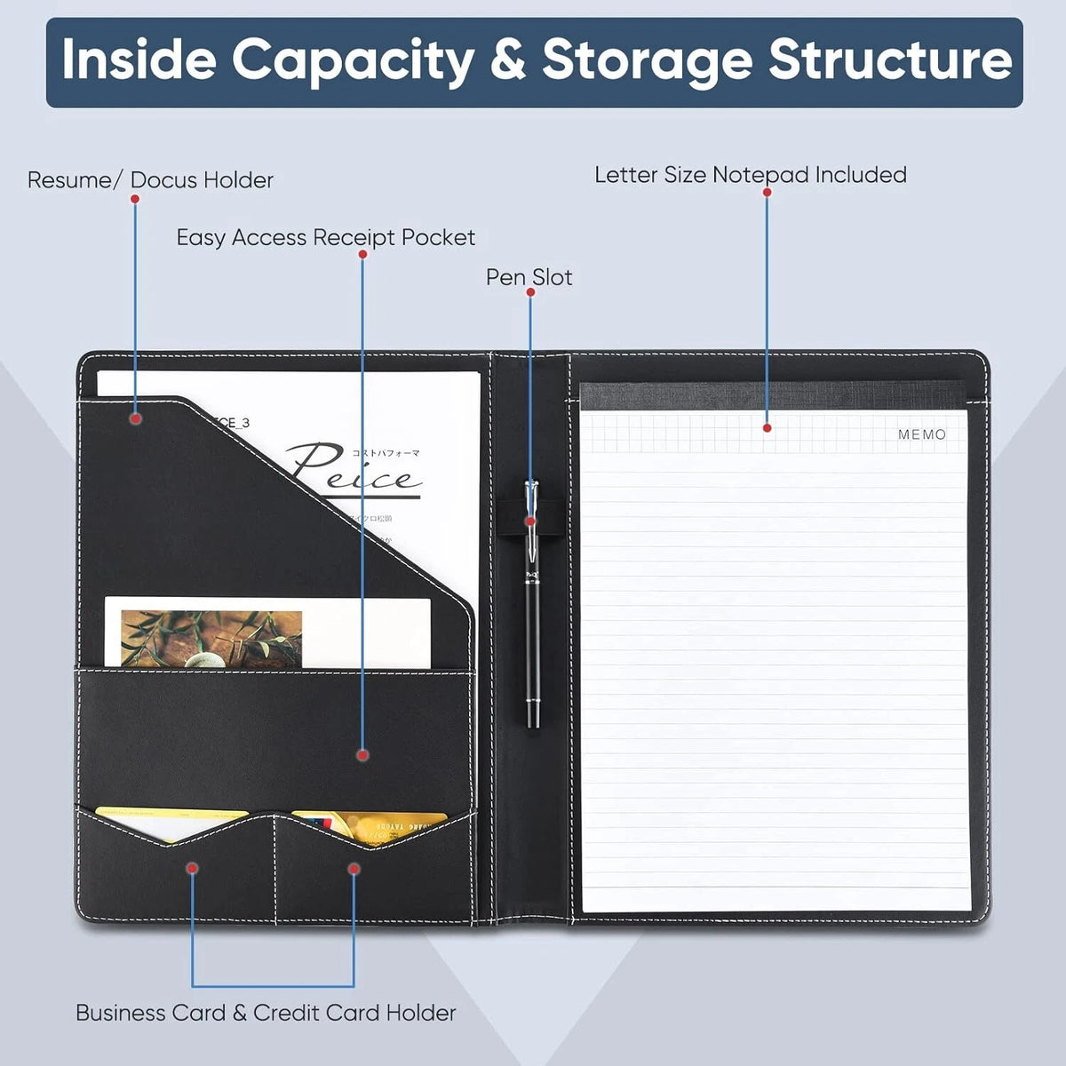 Leather Portfolio Binder for Business Documents