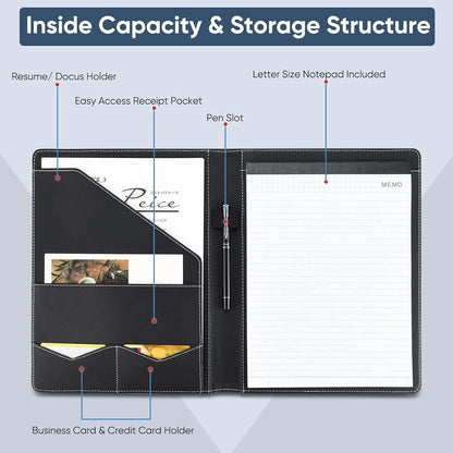 Leather Portfolio Binder for Business Documents