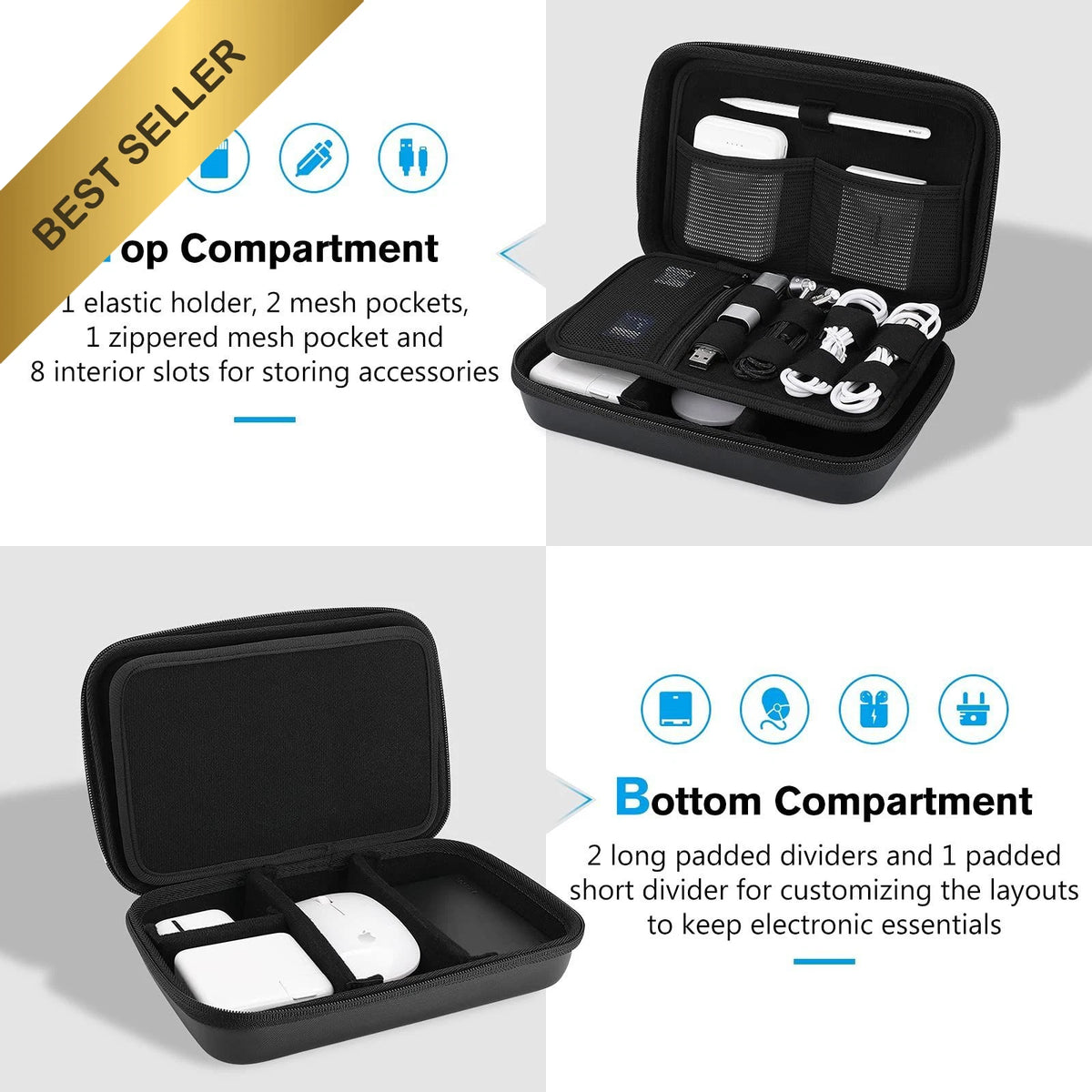 ProCase Hard Travel Electronic Organizer for Universal Use (9.9 x 6.3 x 2.6 Inch)