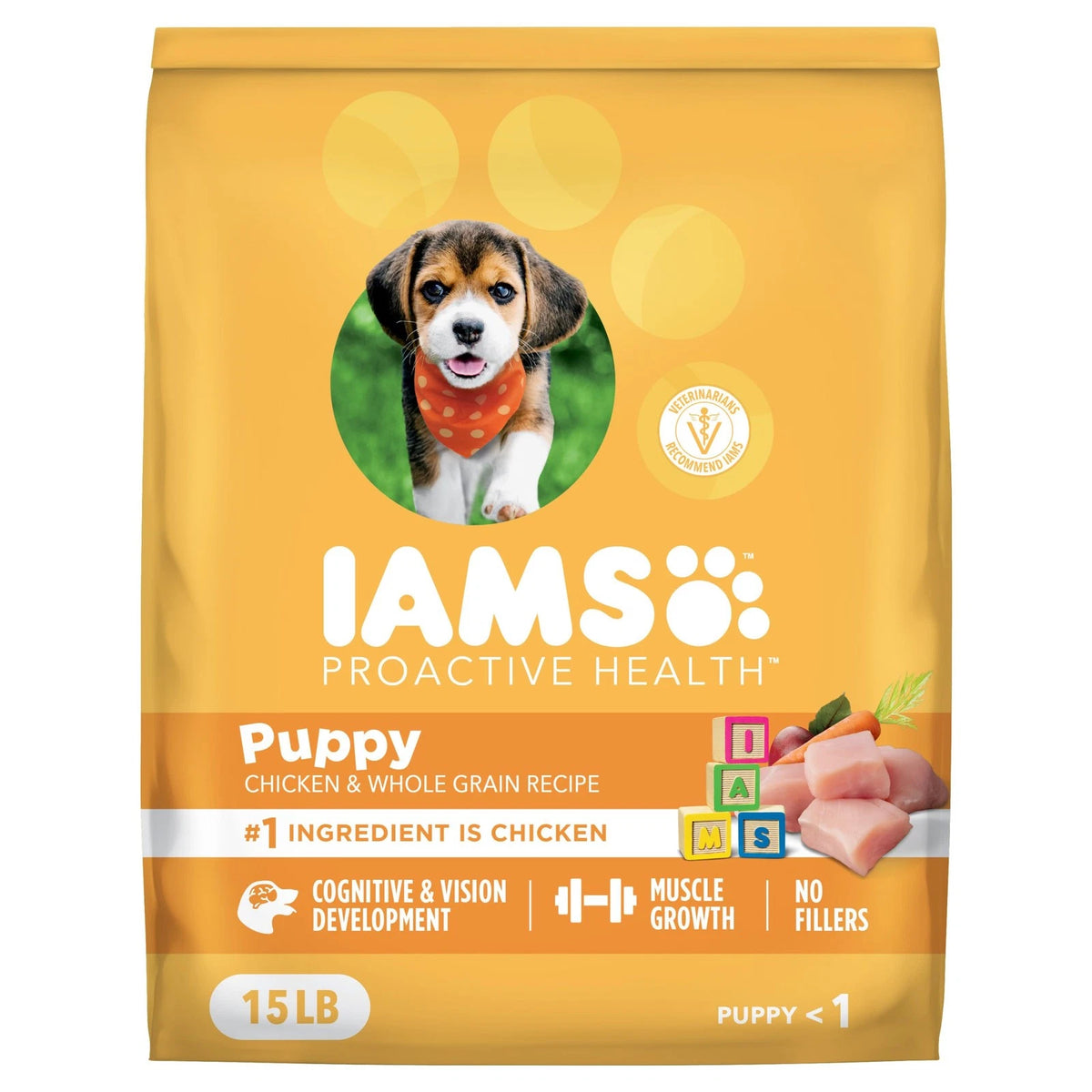 15 lb IAMS Proactive Health Puppy Food with Real Chicken