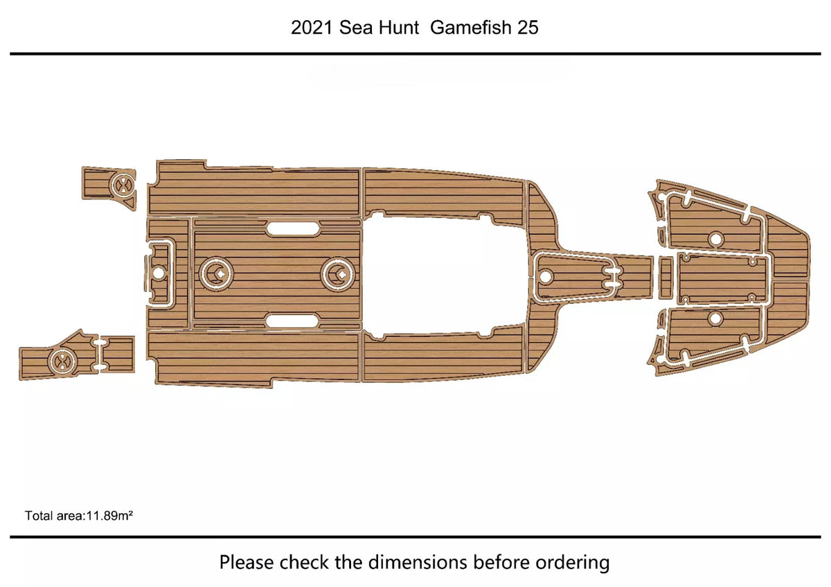 EVA Foam Teak Deck Flooring Pads for Sea Hunt Gamefish 25 (2021)