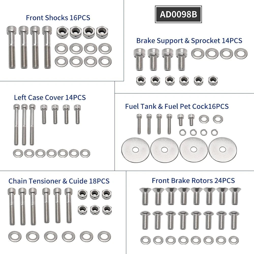 673 PCS Stainless Steel Bolt & Screw Kit for Yamaha Silver