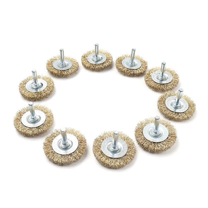 10 Pcs 2 Inch Wire Wheel Brush for Bench Grinder (Copper Plated, Crimped Steel)