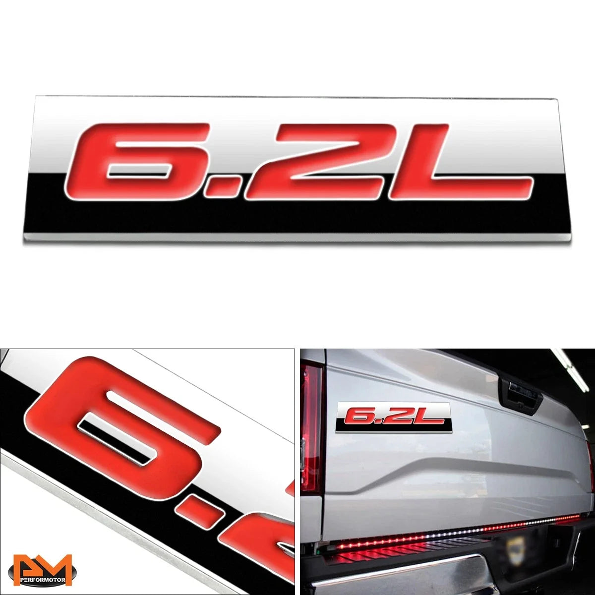 3D Polished Metal Red Decal Emblem for GMC Chevrolet (2010–2023)