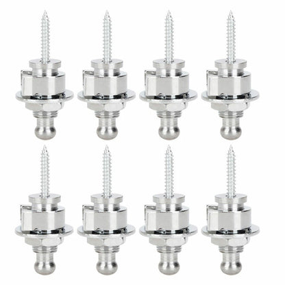 Set of 4 Guitar Strap Locks Buttons Schaller Style Locking System Silver