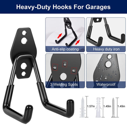 18 Pack Garage Hooks for Hanging - Anti-Slip Coating