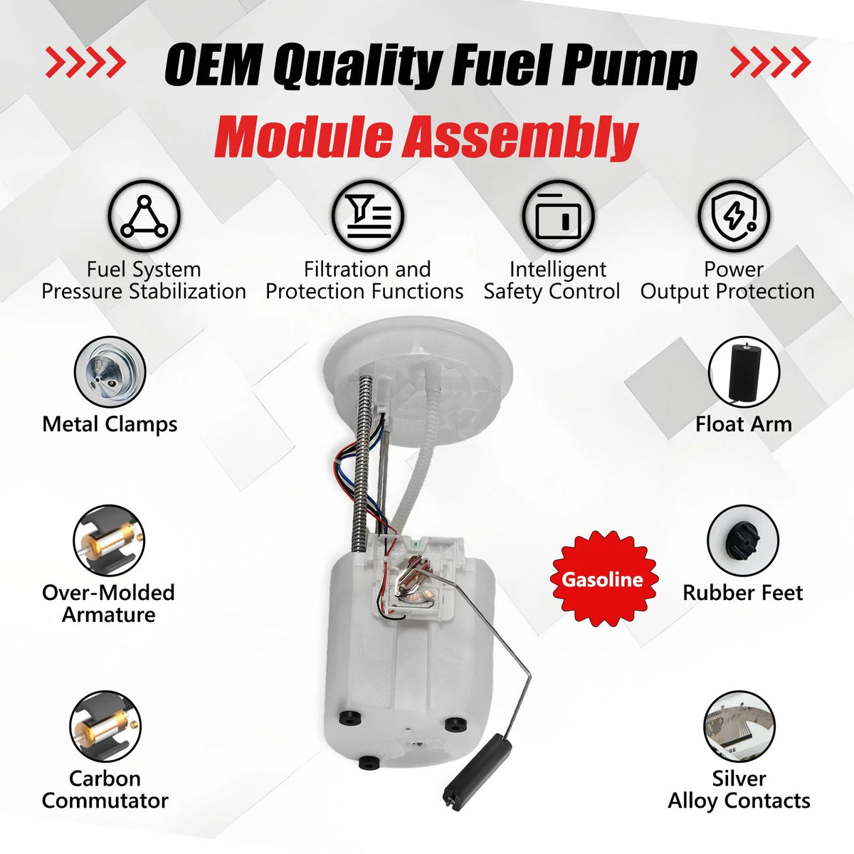 Fuel Pump Module Assembly for Club Car Golf Cart (105043401, 10528290, 105282901)
