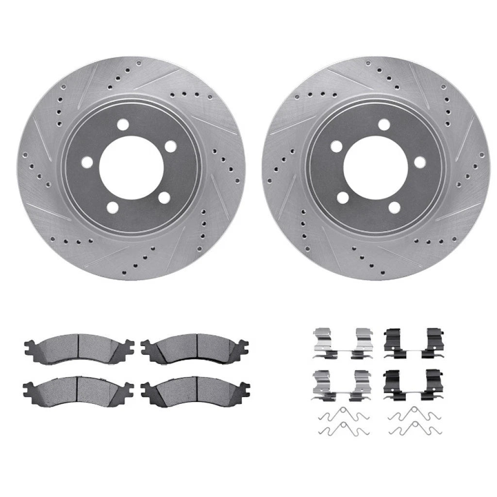 Set of 2 Drilled and Slotted Rotors for Ford Explorer (2006–2010) ALX-PAU-DF-7512-54184-CLA2