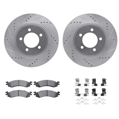Set of 2 Drilled and Slotted Rotors for Ford Explorer (2006–2010) ALX-PAU-DF-7512-54184-CLA2
