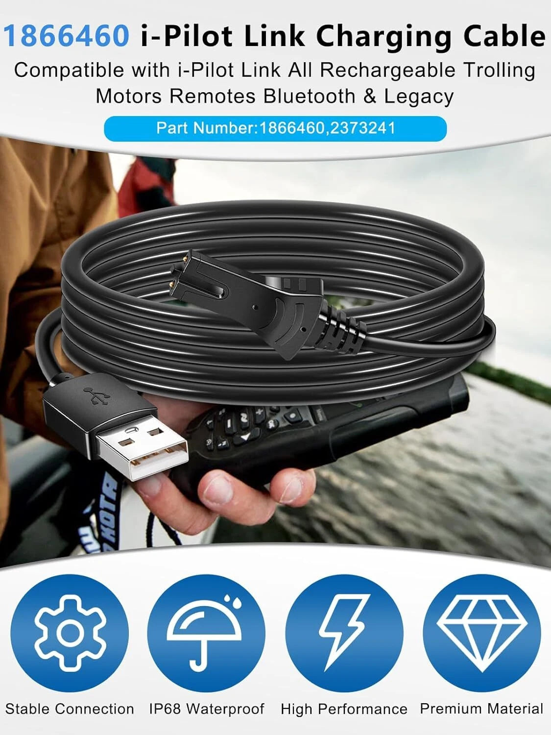 Charging Cable for Minn Kota i-Pilot Link Remote Control (1866460)