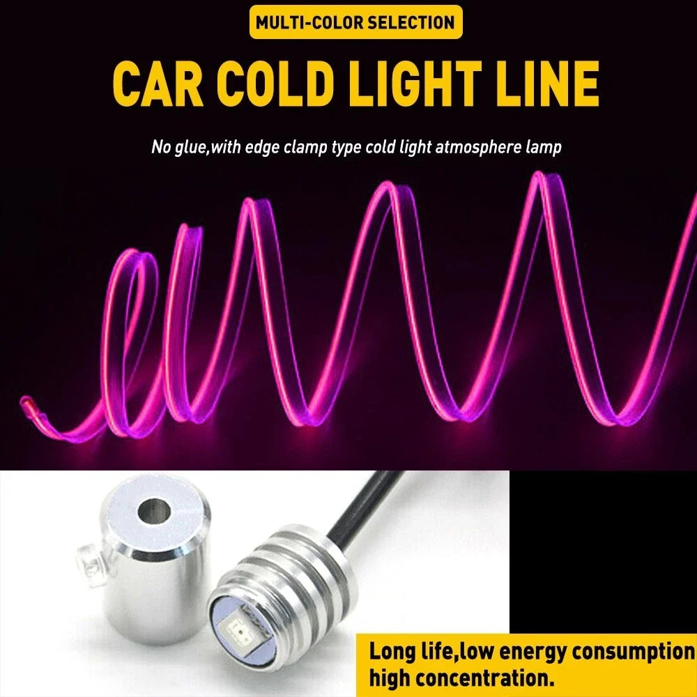 Set of 2 RGB LED Ambient Light Strips for Car Dash Door (Universal)