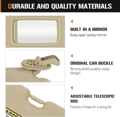 Set of 2 Beige Sun Visors for Hyundai Elantra (2011–2015)