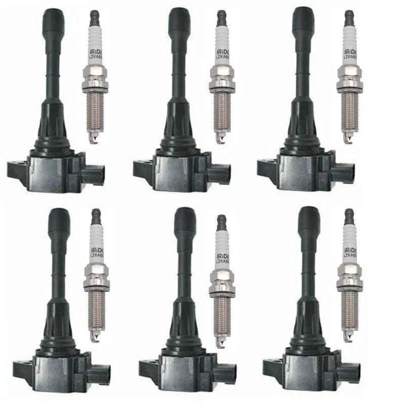 6X Ignition Coils + 6X Iridium Spark Plugs for Nissan 370Z, Infiniti Q70, G37 (2009–2020)