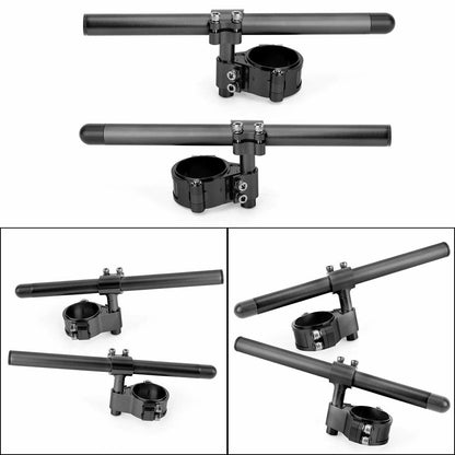2X Adjustable CNC Billet Clip Ons for Universal Handlebar (HBC-112-BLK-Kit)