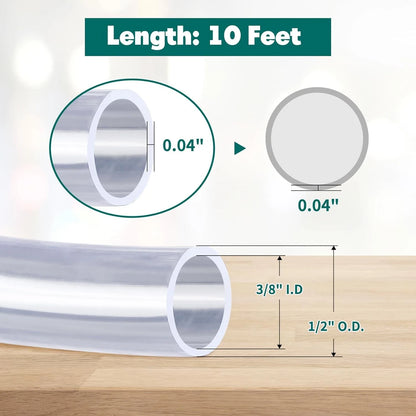 3/8" ID x 1/2" OD Clear Vinyl Tubing for Automotive Applications (10 Feet)