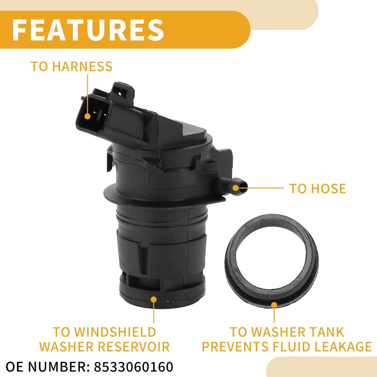 Washer Fluid Pump for Toyota Tundra (2007–2016) No. 85330-60160
