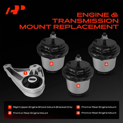 Set of 4 Engine Mounts for GMC Acadia (2007–2008) - 15936657, EM3143, EM3192