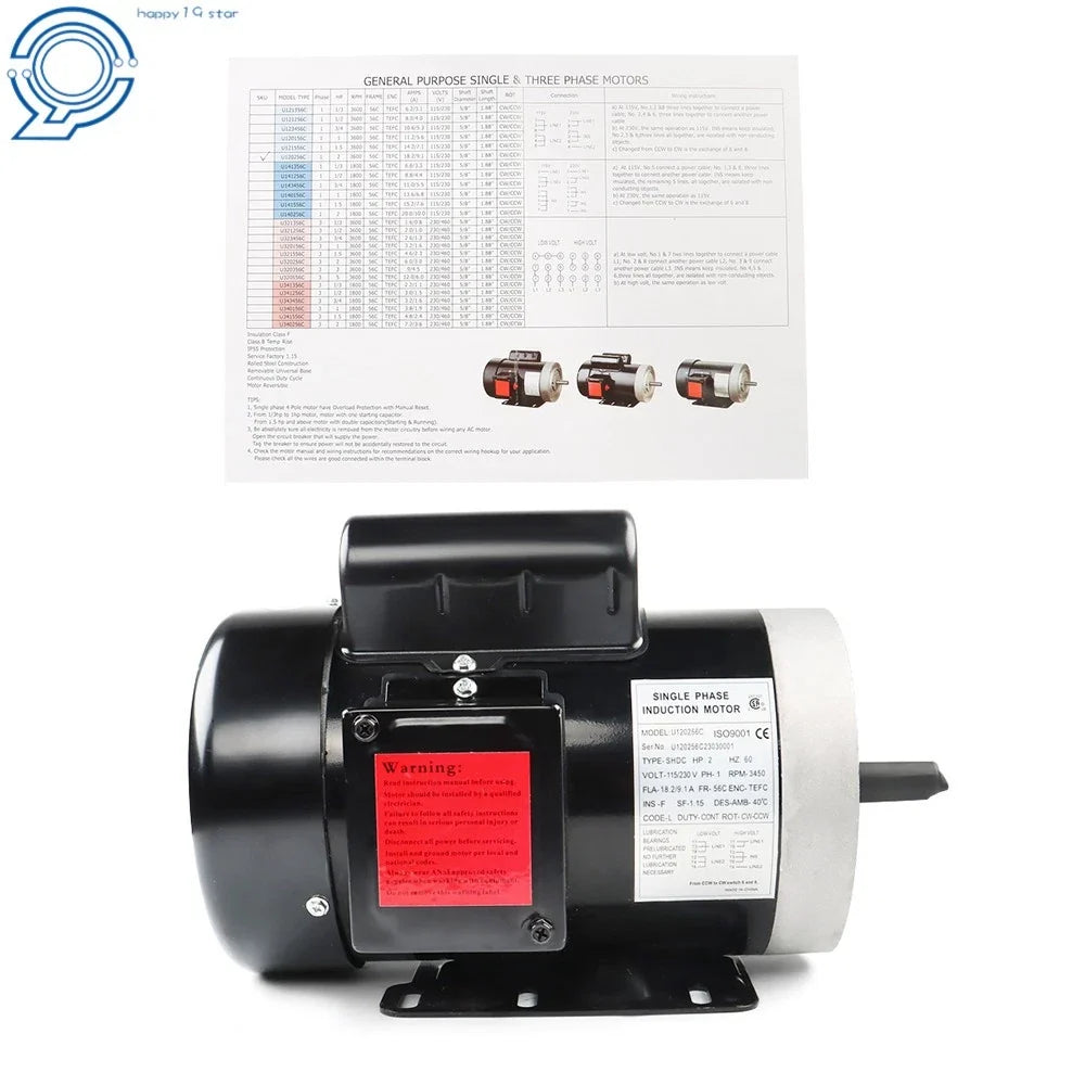 2HP Electric Motor for General Purpose Applications (115/230V)