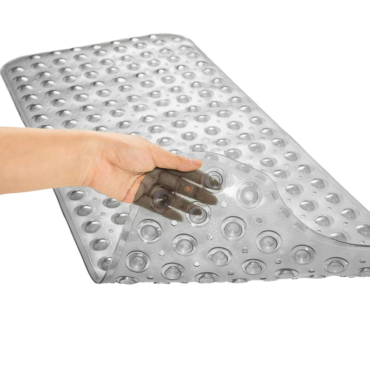 Bathtub Mats for Shower Tub, 39" x 16", Clear Grey